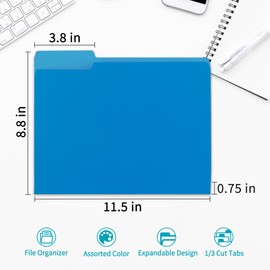 100 Packs Colored File Folders,Blue File Folders Letter Size,Two-Tone File Folders for School,Office,and Home Organization