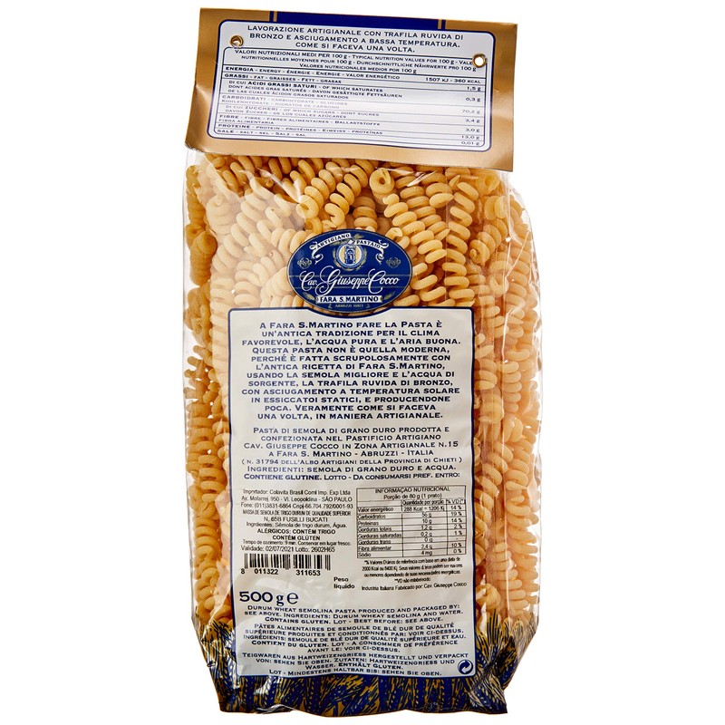 Cav. Giuseppe Cocco Fusilli Bucati – Pasta Artesanal Italiana de