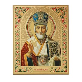 NKlaus 11411 Saint Nicholas of Myra Wood Icon 15 x 18 cm Christian Orthodox