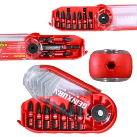 Geinxurn Impact Screwdriver Bits Set,10 Pcs Magnetic S2 Steel Multi Driver Bits with Storage M-Box(PH1,PH2,PH3,PZ2,T20,T30,SQ2,SL#8)