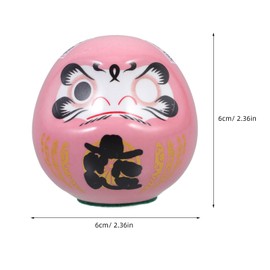 Cabilock Ornaments Fortunea Darum Mascot Japanese Daruma Figure Daruma Wealth Statue Traditional Japanese Doll Traditional Zen Doll Daruma Doll Wiggle Pink Ceramic
