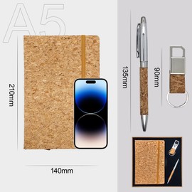 High Quality Ballpoint Pen, 3-Piece Set, Notebook A5, Horizontal Rule, Stylish Key Holder, Black Core, Popular, Easy to Write, Cool, Gift, Gift Set, School Entrance, Graduation, Jobing, Birthday, Sixtieth Birthday Celebration, Men and Women, Writing Supp