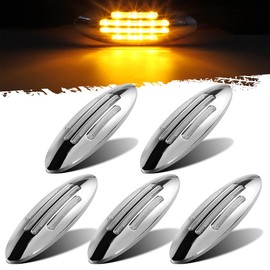 Partsam 5Pcs Flatline Amber Oval Semi Truck 24LED Marker Lights, Clearance Lights Replacement for Freightliner Peterbilt Kenworth