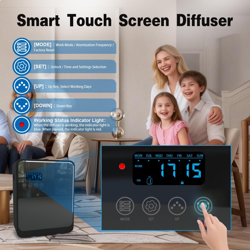 Smart Aroma Diffuser for Home & Business, 240ml Waterless Essential