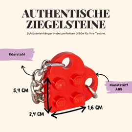 NumeroPhi LegoLove 2 Key Ring with Real Bricks Heart in Various Colours Original Building Blocks Choose Your Colour, Olive and Black, Unit size