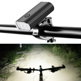 High Lumens Bike Headlight, 2000+ Lumens 6 LED Super Bright Wide Beam for Night Riding, Rechargeable Bicycle Front Light with Handlebar & Underneath 2 Mounts for Road Mountain Bicycle