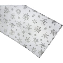 Davies Sheer Voile Christmas Table Runner - 150 X 32cm - Silver Snowflakes