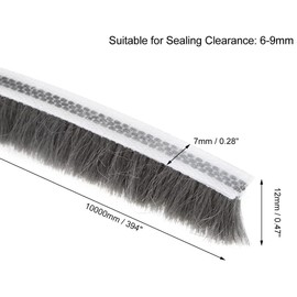 MACHSWON Brush Weather Stripping, 10M / 32.81Ft, Card-Slot Seal Strip Pile Weatherstrip Door Sweep Brush for Door Window Wardrobe (7 x 12mm, Grey)