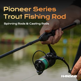 HANDING Pioneer Ultralight Spinning Rod 7' Fishing Rod 2 Piece with Fast Action EVA Handle for Trout Crappie Bluegill Perch Smallmouth Bass White Bass