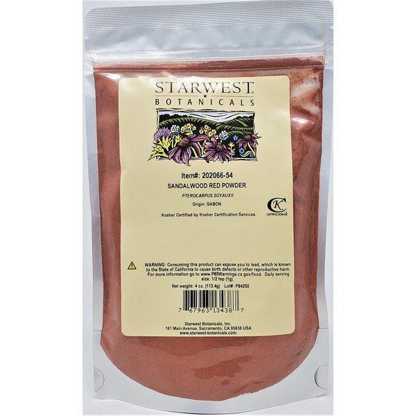 Starwest Botanicals Red Sandalwood Powder, 4 Ounces
