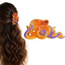 Giant Octopus Hair Claw Clip, Cute Ocean Resin Hair Clips for Thick Hair, Funny Sea Animal Hair Accessory
