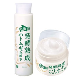 Crude Hokkaido Fermentation and Aged Pearl Barley 2-Piece Set, 6.8 fl oz (200 ml) Lotion + Gel Cream 3.5 oz (100 g), Refreshing Herbal Scent (Made in Japan), Moisturizing, Serum, Hayatsugi