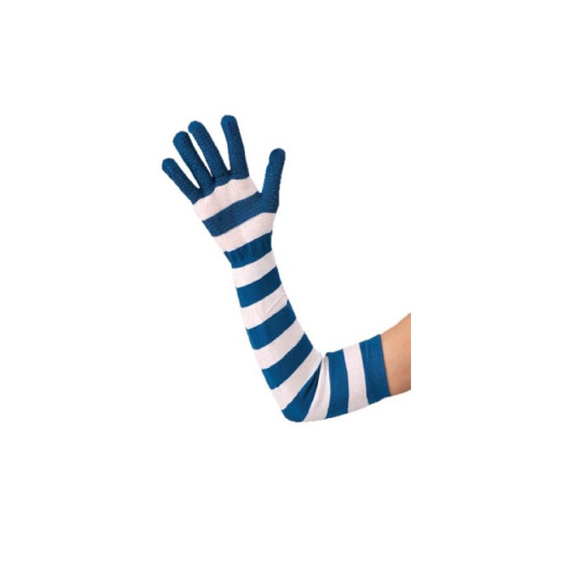 Captain Stag UV Protection Arm Cover with Fingers Blue Stripe
