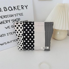 Aesthetic Makeup Bag Cosmetic Bags for Women and Girls, Large Capacity Canvas Travel Makeup Organizer Bag Zipper Pouch (Dot black)