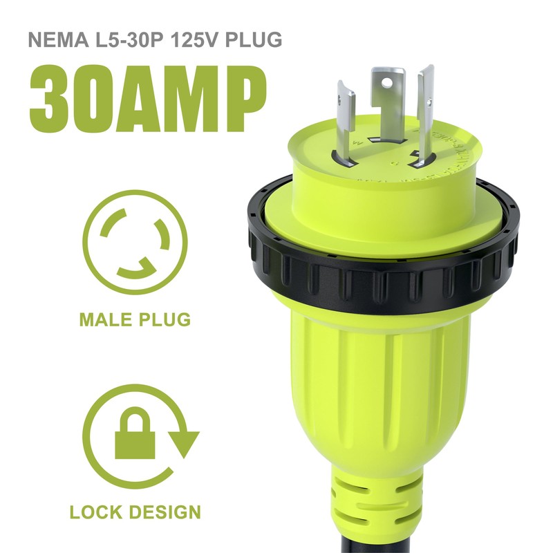 AOWEITOUR NEMA L5-30P to 5-15R Dogbone Power Adapter Cord, 30