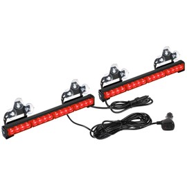 ASPL 2x16.8 inch Emergency Flashing LED Traffic Advisor Strobe Light Bar 32LED 26 Flash Patterns Interior Safety Warning Lights (Red)