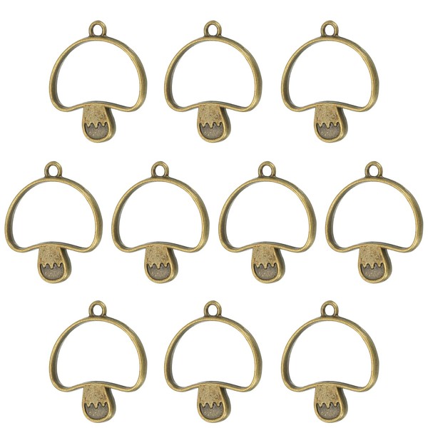 PATIKIL Alloy Open Back Bezel Pendants, 10 Pack Mushroom Shaped