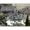 XXL Crushed Diamond Horse & Wagon Ornament – 35cm Silver