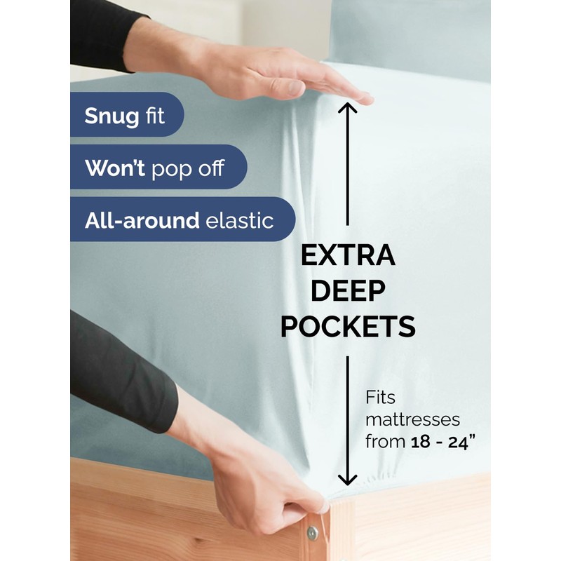 Extra Deep Split King Sheet Set - 7 Piece Breathable