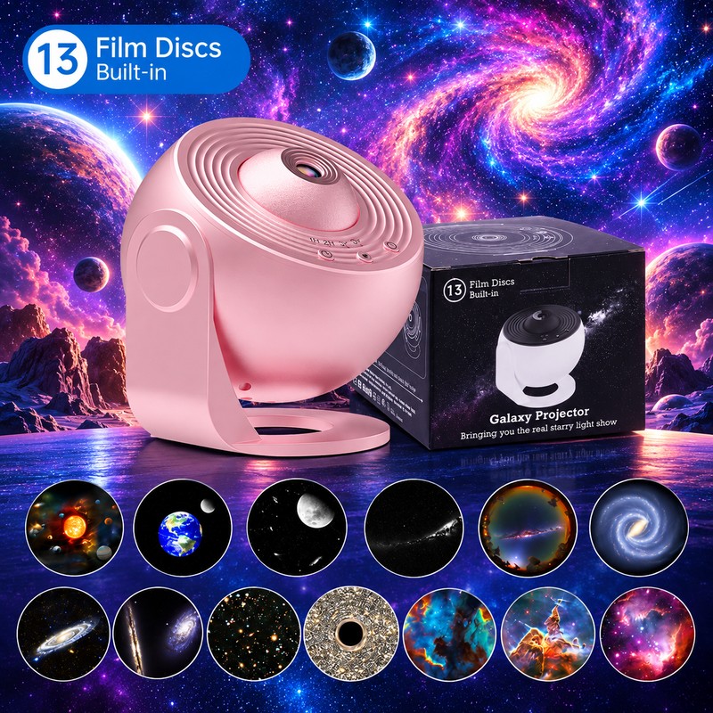 Galaxy Projector Night Light for Bedroom – 360° Rotating 12-in-1