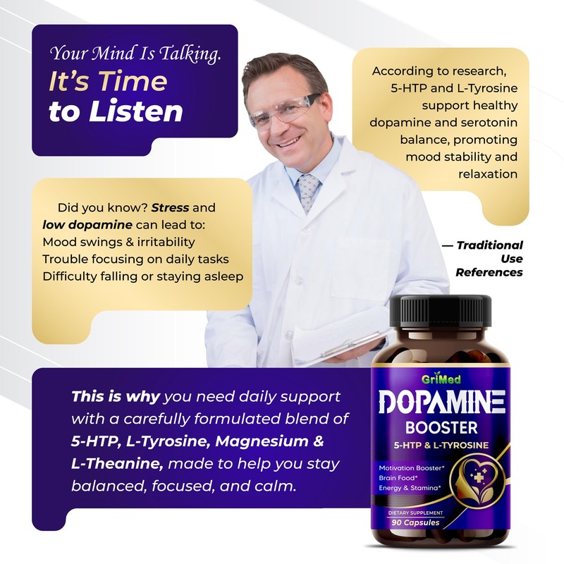 5-HTP L-Tyrosine with Magnesium + L-Theanine - 14,285mg Energy, Stamina,