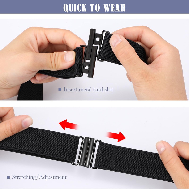 WHIPPY No Show Flat Buckle Stretchy Braided Belt for Men