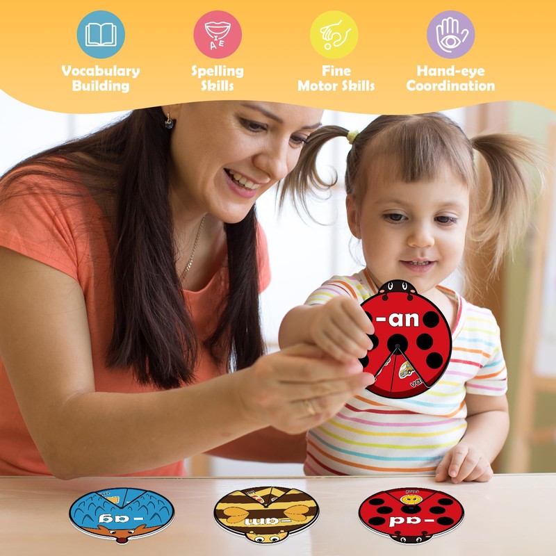 Kasfalci CVC Word Cards,CVC Word Games,Phonics Games,Speech Therapy Toys for