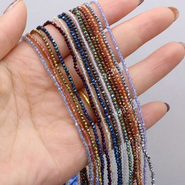 10 Strands Artificial Color Plating Faceted Beads Synthetic Colorful Crystal Beaded for Jewelry Making Necklace Decoration 2mm