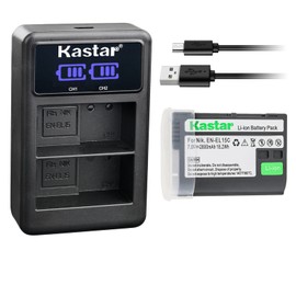 Kastar 1-Pack EN-EL15C Battery and LED2 USB Charger Compatible with Nikon D500 D600 D610 D750 D780 D800 D800E D810 D810A D850 D7000 D7100 D7200 D7500 Z5 Z6 Z6 II Z7 Z7 II Z7Q3 1 V1 DSLR Camera