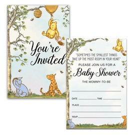 Dolimifa Vintage Winnie the Pooh Baby Shower Invitations Fill in Style Pooh Baby Shower Gender Neutral Invites, 20 Count With Envelopes
