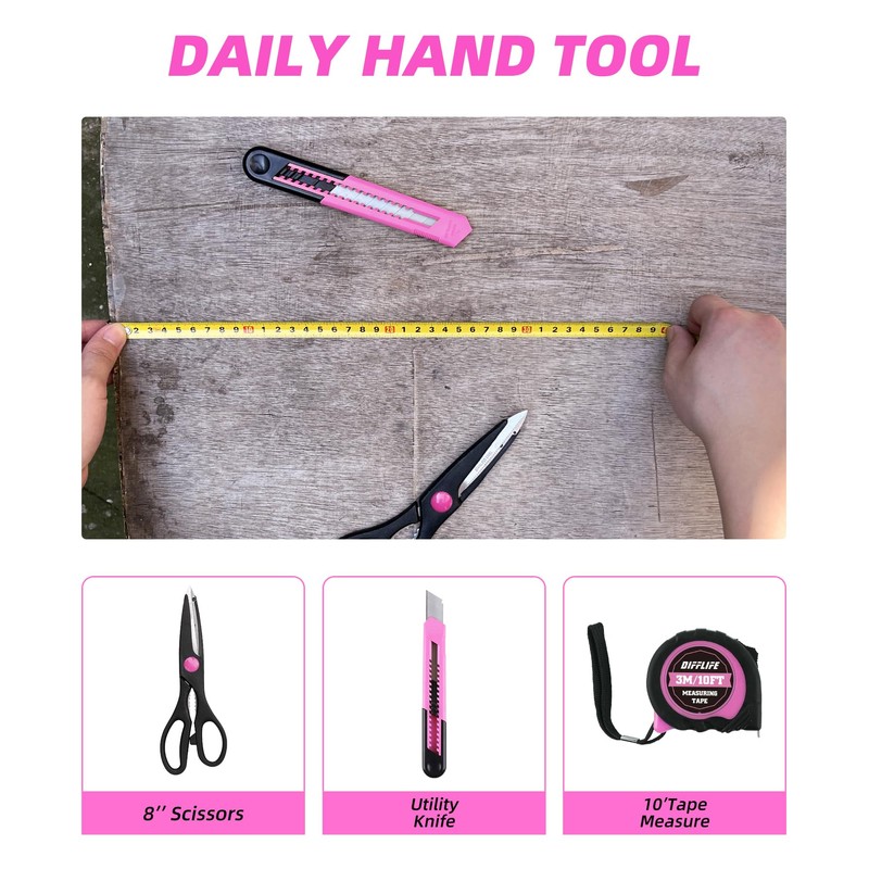 Pink Tool Set, 40-Piece Kit for Home Repair and DIY