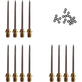 HERZWILD Dart Tips 12 Pieces Dart Rubber Ring – Steel Tips Metal Tips for Steel Darts (Gold Sliver)