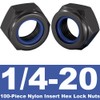 1/4-20 Lock Nut, Nylon Insert Hex Locknuts Locking Hex Nuts,