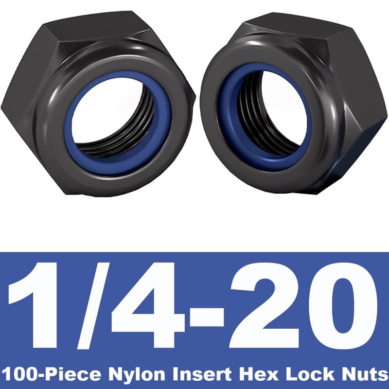 1/4-20 Lock Nut, Nylon Insert Hex Locknuts Locking Hex Nuts,