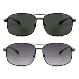 Classic Bifocal Sunglasses,Command Aviator Metal Reading Glasses For Men and Women 2.25