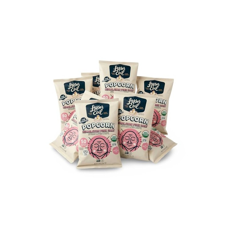 Lesserevil Organic Popcorn, 0.46oz Bulk Foodservice Case, 96 Bags (Himalayan