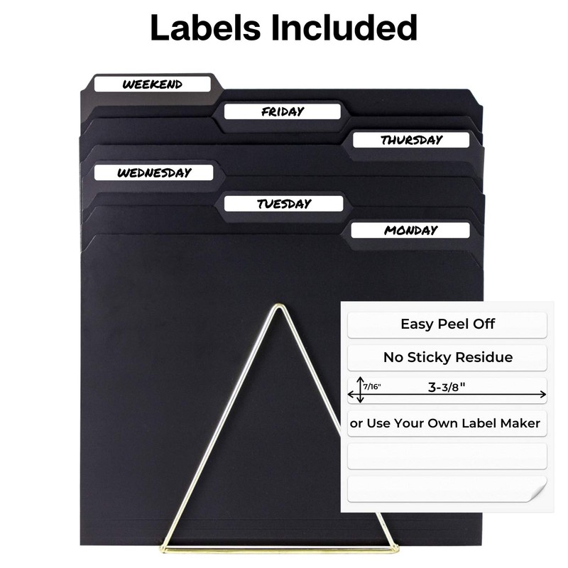 Dunwell Plastic Black 3-Tab Folders, (6 Pack), Sturdy 1/3 Tab