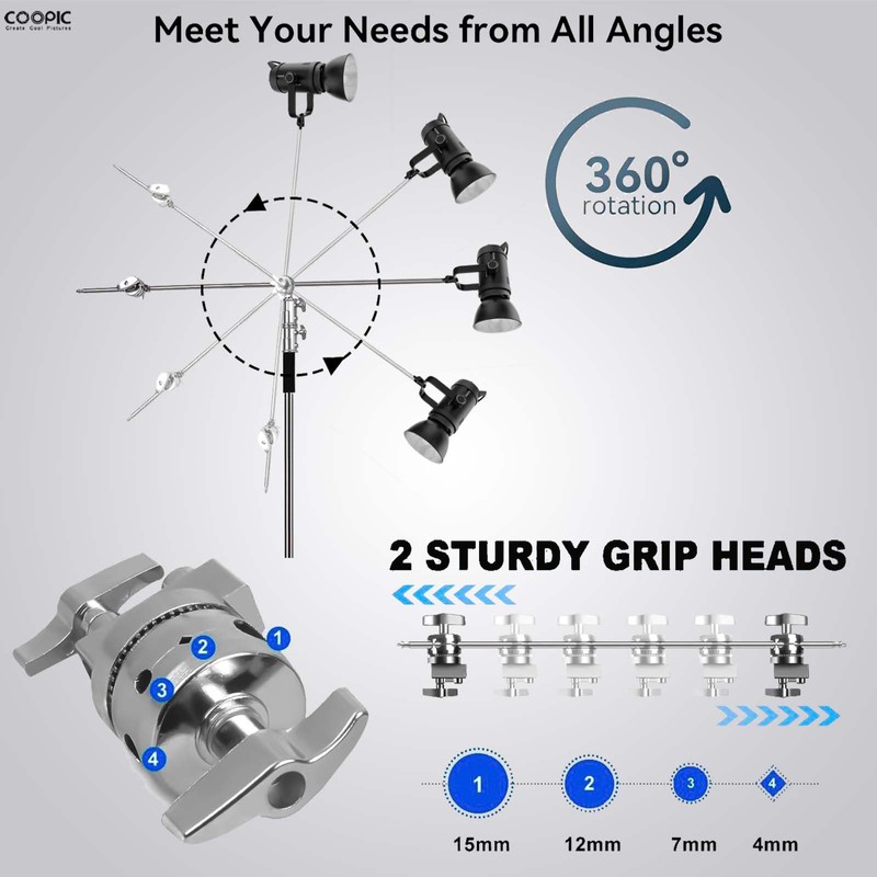 COOPIC C Stand Heavy Duty Stainless Steel Photography Stand with