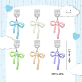 Tinoaly Pack of 6 Dust Plug Charms for Kindle, Cute Bow Type C Connector Decorative Dust Plug Accessories Pendant for Kindle and Phones, Book Lovers Readers Gift (6 Colours)