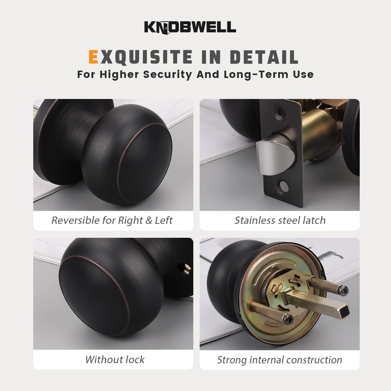 KNOBWELL 4 Pack Oil Rubbed Bronze Interior Door Knobs for