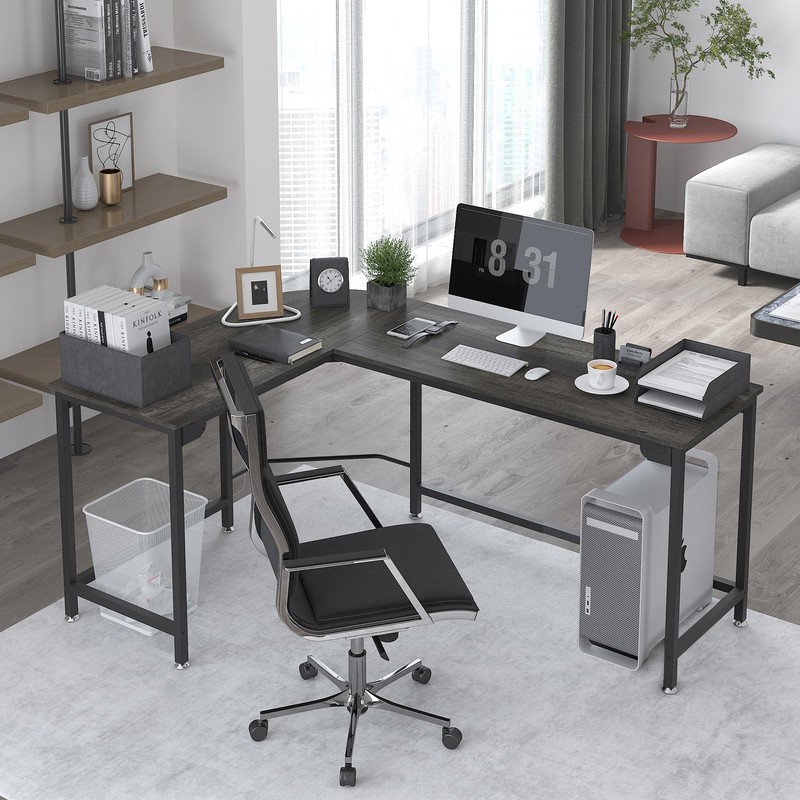 Teraves Modern L Shaped Gaming Desk 66'' Corner Computer Desk