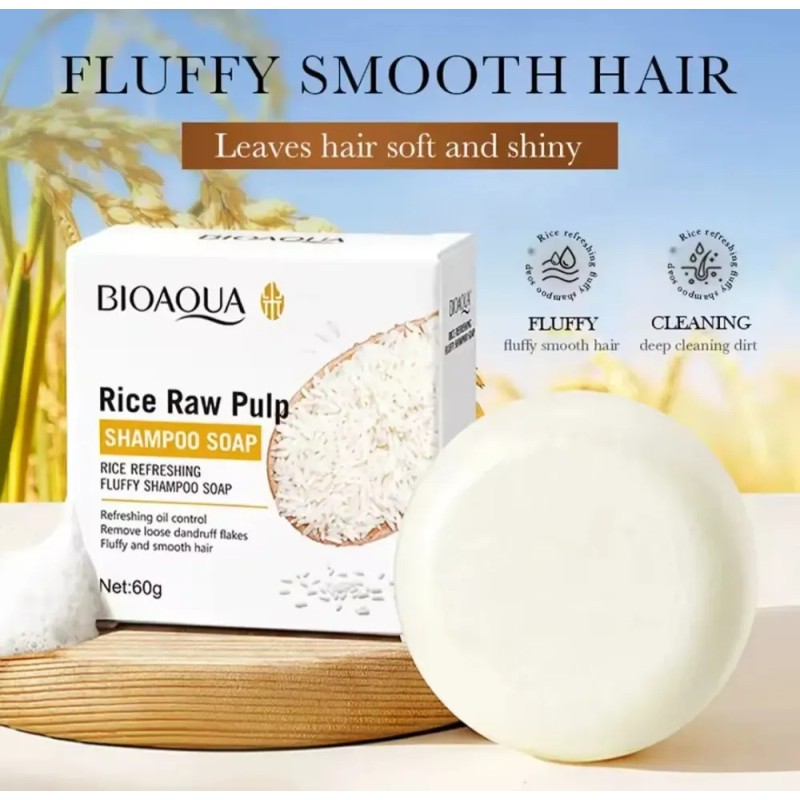 Shampoo En Barra Extracto De Arroz Limpieza Caspa Antifriz