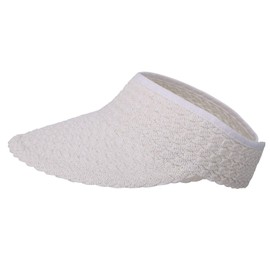 Simplicity Women's Wide Brim Roll-up Sun Visor Hat Beach Open Top Hat, White