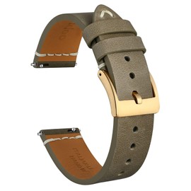 Ayadoo 20mm Italian Leather Watch Band,Retro Quick Release Khaki Leather Replacement Watch Strap with Gold Buckle
