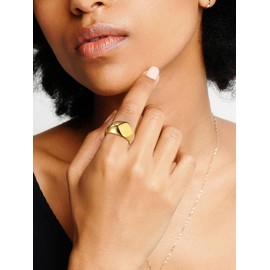 GoldChic Vintage Women's Men's Signet Ring Stainless Steel Finger Ring 13 mm Wide Men Women Band Ring Silver/Gold/Black/Vintage Grey Engagement Ring Friendship Ring Size 54.4 (17.25) - 72.3 (22.75),