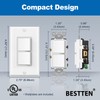 BESTTEN 2 Pack Double Rocker Light Switch, Single Pole Combination