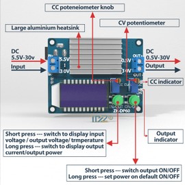 1PZ BBB-H65 Boost Buck Converter DC 5.5-30V to 0.5-30V 5V 12V 24V Adjustable Power Supply Regulator Module 4A 35W High Power Voltage Step Up Down Converter Board with Case LCD Display
