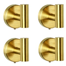 CHIKESI Towel Hooks for Bathroom,SUS 304 Stainless Steel Heavy Duty Hooks,Shower Hook,Wall Mount Towel Holder,Wall Robe Hook,Bedroom,Hotel,Pool,Coats,Drill Hole,Round (Gold-4 Pack)