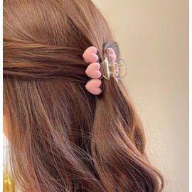 1pcs Valentine's Day Hair Clips - Cute Pink Heart Designs Claw Clips Small Style Heart Hair Clips for Women Valentine's Day Hair Accessories New Year Party Decor for Thin/Thick Hair