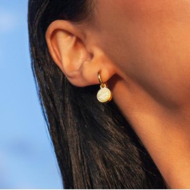 Gold Anhänger für Ohrringe in hellgelb • Creolen Charm zum Wechseln • Edelstahl & recyceltes Glas • nachhaltiger Halbedelstein-Look • MIX AND MATCH